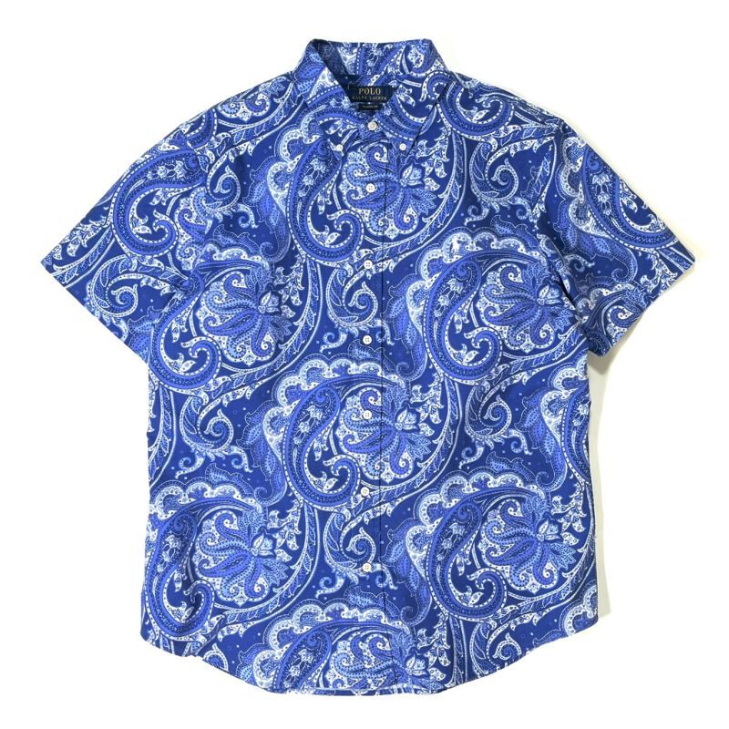 画像1: Polo Ralph Lauren Classic Fit Paisley Oxford S/S Shirts Blue / ポロ ラルフローレン クラシックフィット ペーズリー オックスフォード シャツ ブルー (1)