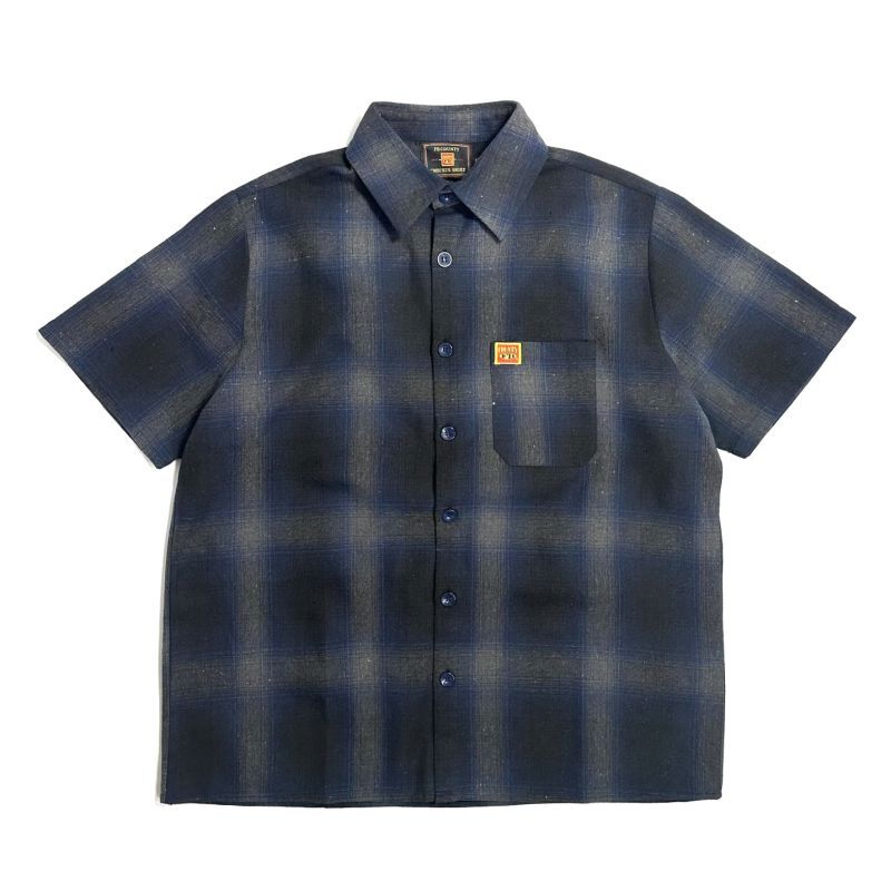 画像1: FB County S/S Checker Flannel Shirts RoyalｘBlackｘGrey / エフビーカウンティ チェッカー フランネル シャツ ロイヤルｘブラックｘグレー (1)
