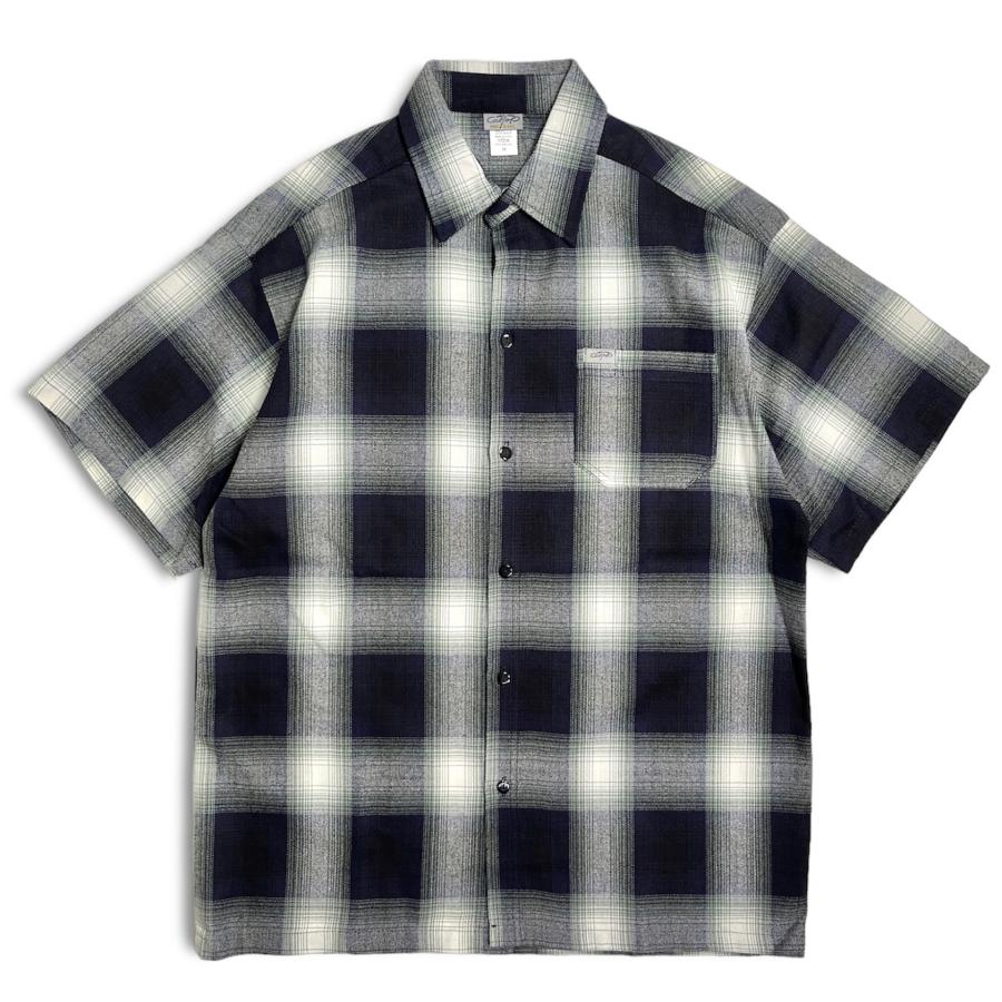 Cal Top S/S Ombre Flannel Shirts NavyｘIvory / エフビーカウンティ