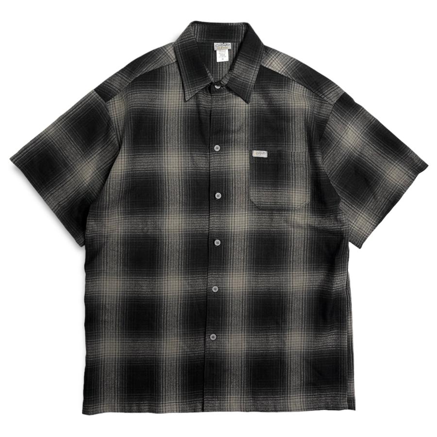 Cal Top S/S Ombre Flannel Shirts BlackｘCharcoal / エフビー