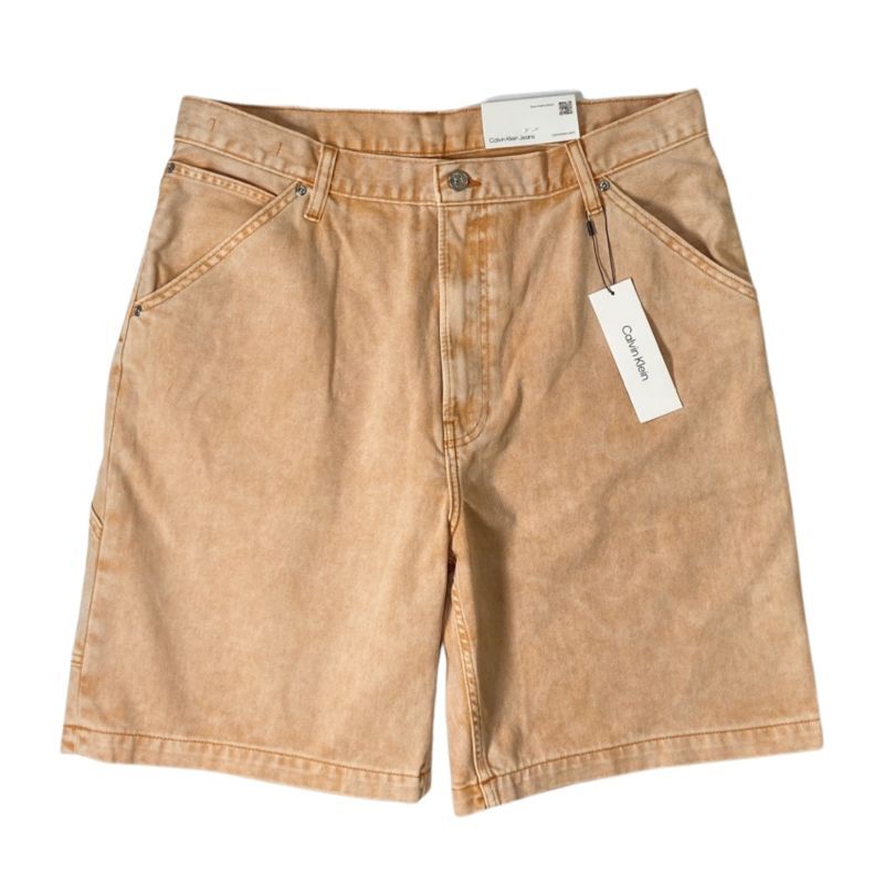 Calvin Klein Painter Denim Shorts Stone Orange