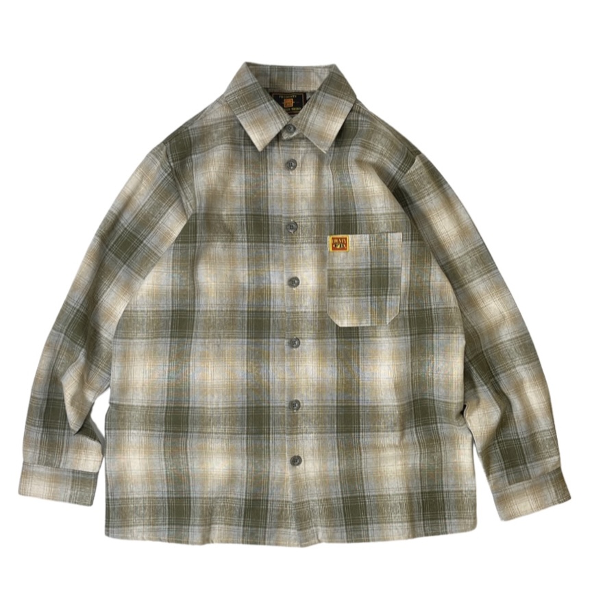 画像1: FB County L/S Checker Flannel Shirts OliveｘWhite / エフビーカウンティ チェッカー フランネル シャツ オリーブｘホワイト (1)