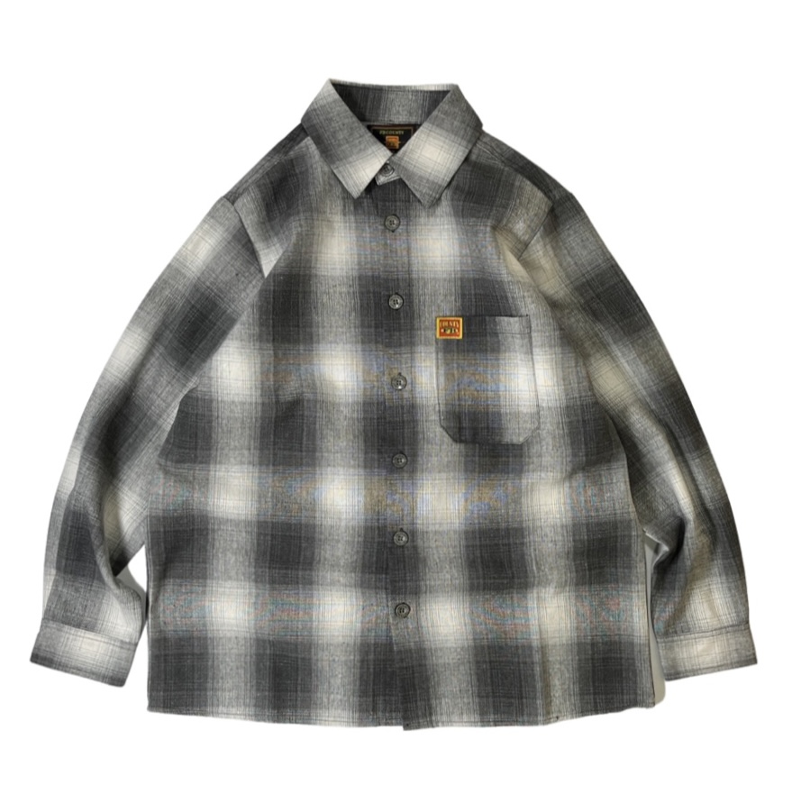 画像1: FB County L/S Checker Flannel Shirts CharcoalｘWhite / エフビーカウンティ チェッカー フランネル シャツ チャコールｘホワイト (1)