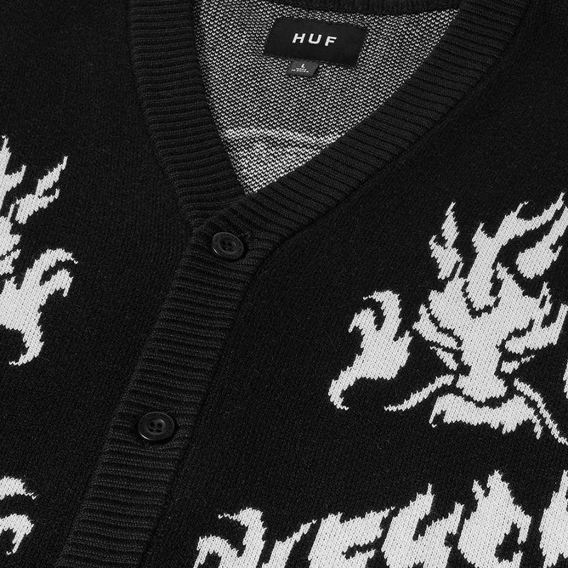 HUF Twin Dragon Cardigan Black / ハフ ツインドラゴン カーディガン