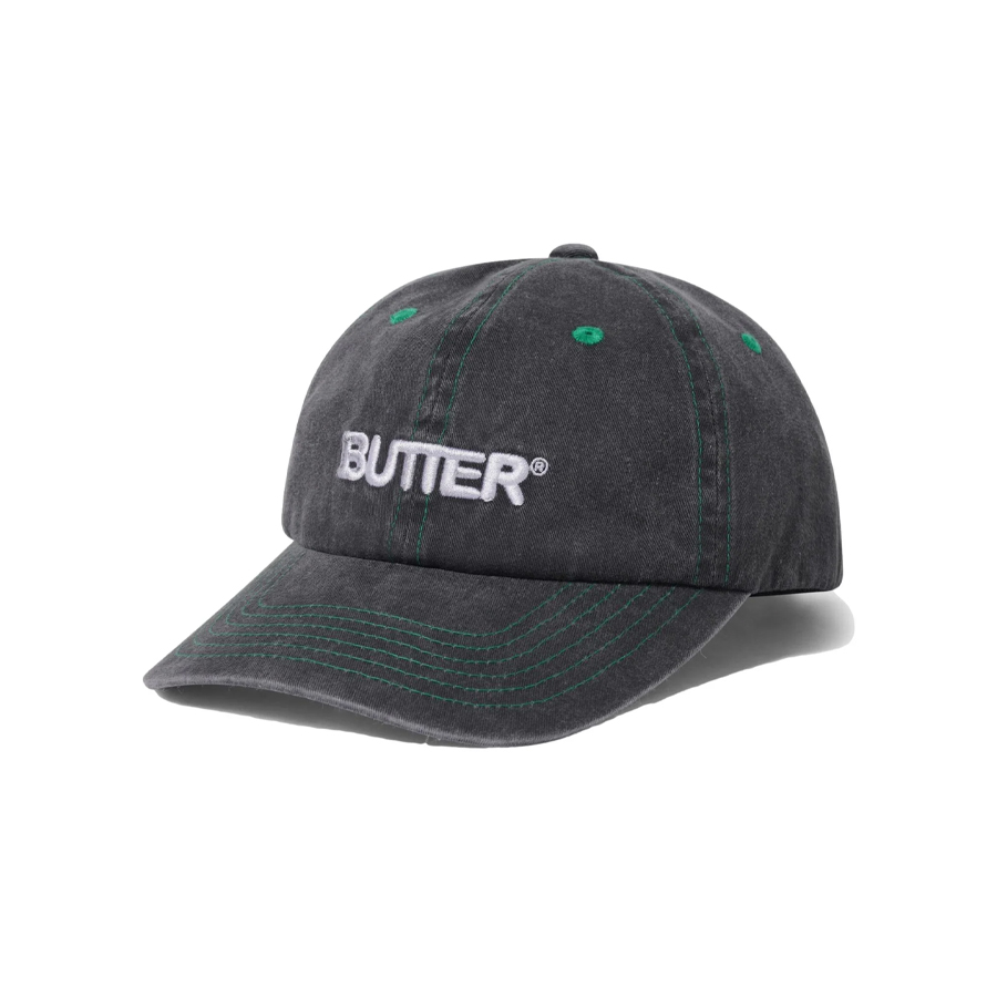 Butter Goods Rounded Logo 6 Panel Cap Washed Black / バターグッズ ラウンドロゴ 6パネル  キャップ ウォッシュドブラック
