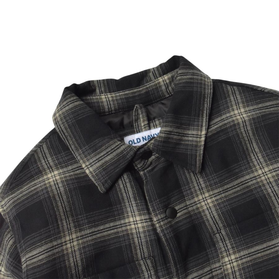 画像3: Old Navy Insulated Cropped Flannel Shacket - Black Plaid (3)