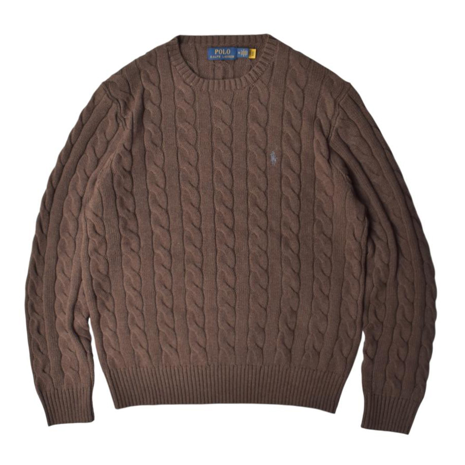 画像1: Polo Ralph Lauren Roving Cotton Crewneck Sweater - Brown (1)