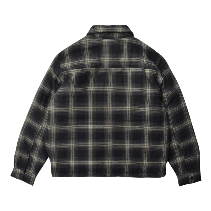 画像2: Old Navy Insulated Cropped Flannel Shacket - Black Plaid (2)