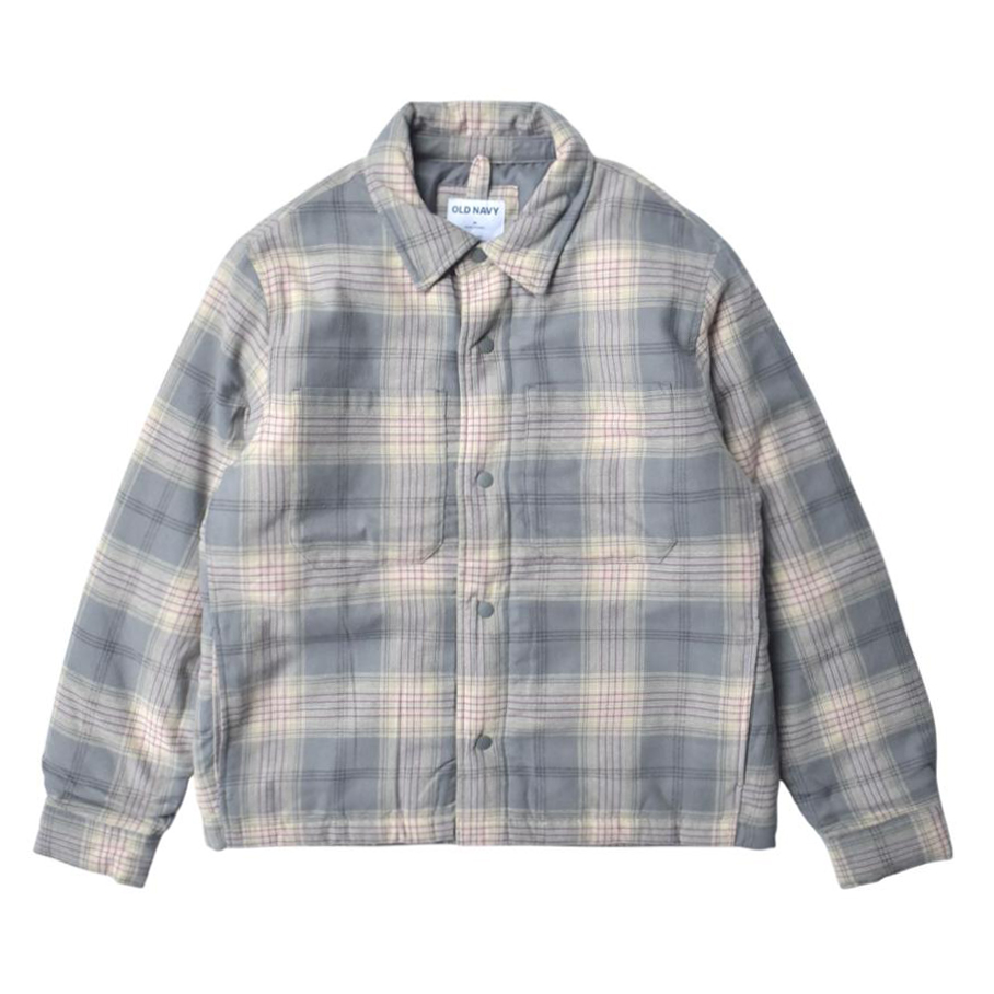 画像1: Old Navy Insulated Cropped Flannel Shacket - Pink Plaid (1)
