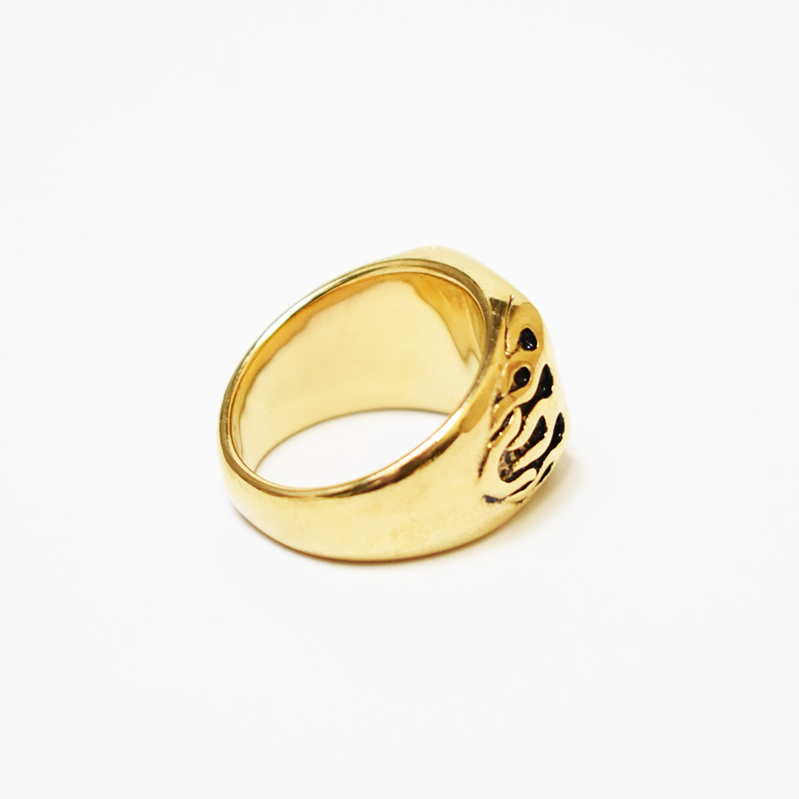 画像2: Flare Cross Square Ring - Gold/Black (2)