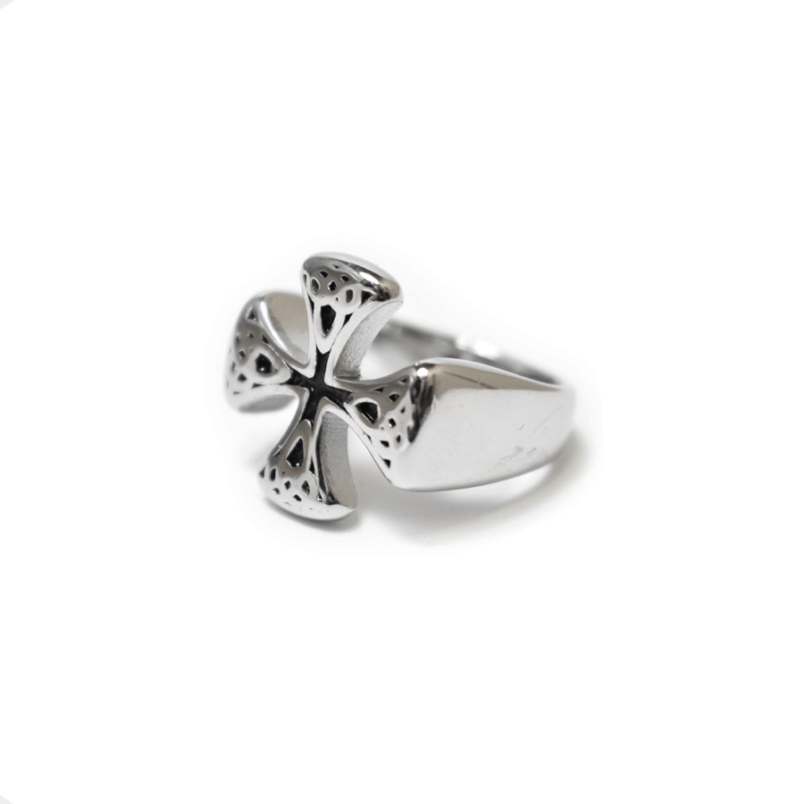 画像1: Iron Cross Ring - Silver/Black (1)